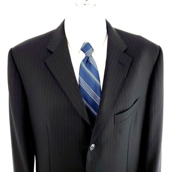 Corneliani Virgin Wool‎ 3 Button Suit Jacket 42R Or Slim 44R Gray Striped Vogue - Picture 1 of 11